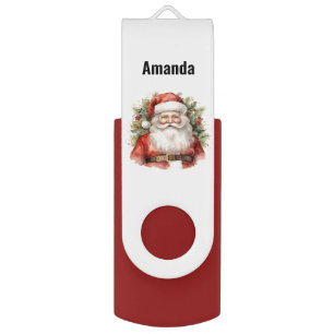Vintage Christmas Santa Claus Smiling Flash Drive