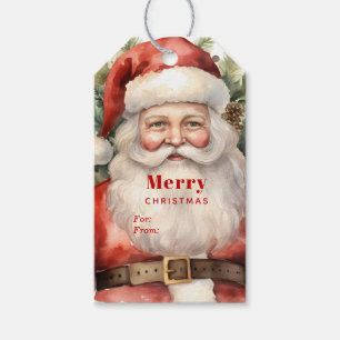 Vintage Christmas Santa Claus Smiling Gift Tags