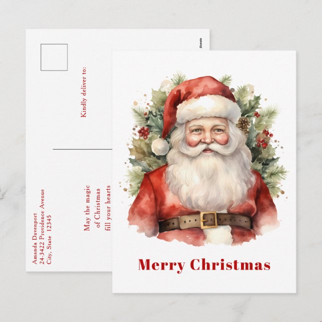 Vintage Christmas Santa Claus Smiling Holiday Postcard (Front/Back)