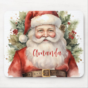 Vintage Christmas Santa Claus Smiling Mouse Pad