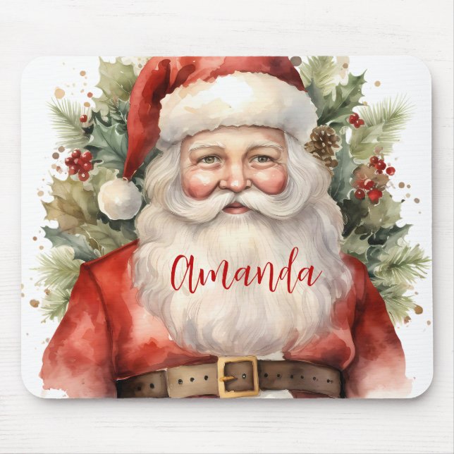 Vintage Christmas Santa Claus Smiling Mouse Pad (Front)