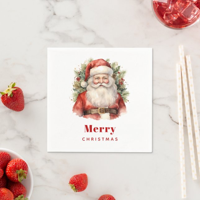 Vintage Christmas Santa Claus Smiling Napkins (Insitu)