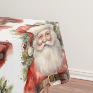 Vintage Christmas Santa Claus Smiling Pattern Tablecloth