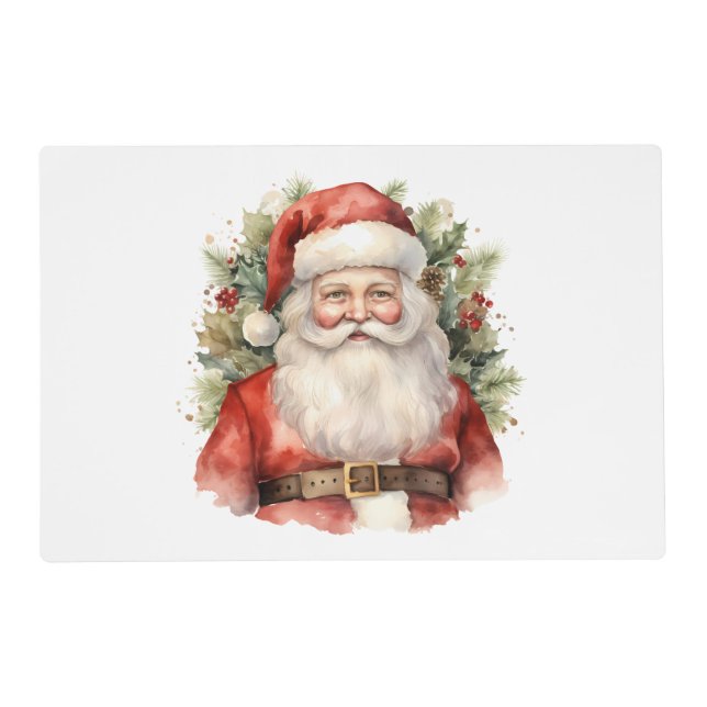 Vintage Christmas Santa Claus Smiling Placemat (Front)