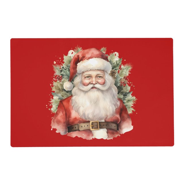 Vintage Christmas Santa Claus Smiling Placemat (Front)