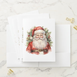 Vintage Christmas Santa Claus Smiling Pocket Folder