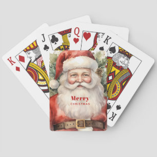Vintage Christmas Santa Claus Smiling Poker Cards