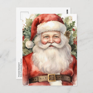 Vintage Christmas Santa Claus Smiling Postcard