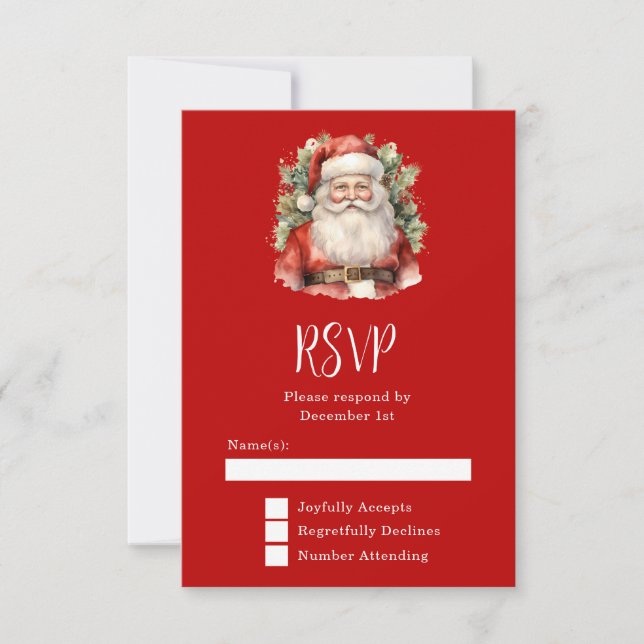 Vintage Christmas Santa Claus Smiling  RSVP Card (Front)