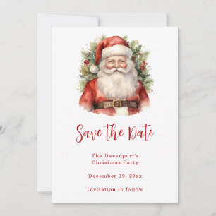 Vintage Christmas Santa Claus Smiling Save The Date