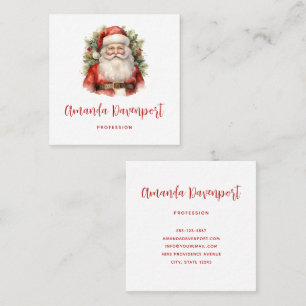 Vintage Christmas Santa Claus Smiling Square Business Card