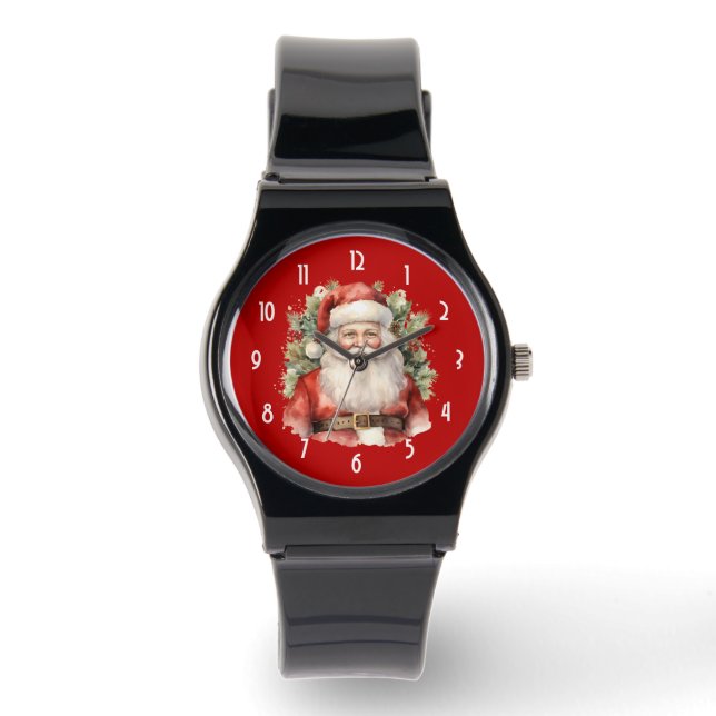 Vintage Christmas Santa Claus Smiling Watch (Front)