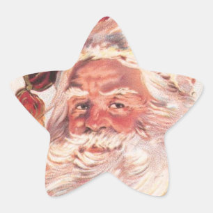 Vintage Christmas Santa Claus Star Sticker