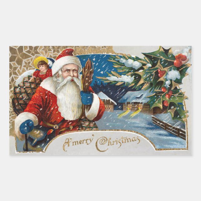 Vintage Christmas Santa Claus Stickers (Front)