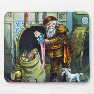Vintage Christmas, Santa Claus Stockings with Toys Mouse Pad