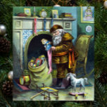 Vintage Christmas, Santa Claus Stockings with Toys Poster<br><div class="desc">Vintage illustration Merry Christmas holiday design featuring a page from the book Santa Claus and His Works. Published by McLoughlin Brothers in 1889. The story tells of Santa's work making toys for all the good little boys and girls around the world. This Victorian Era image shows old jolly Saint Nicholas...</div>