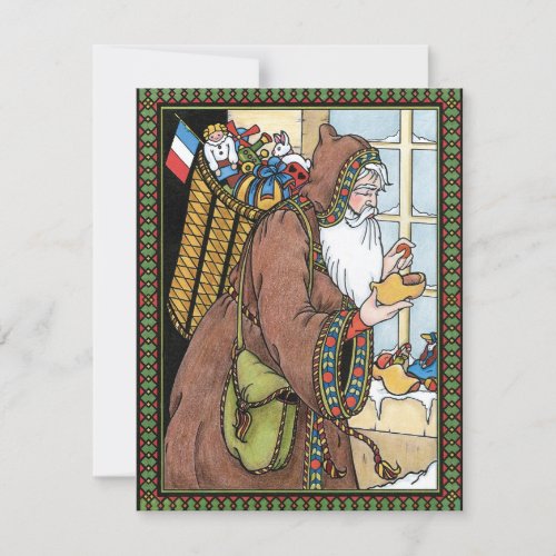 Vintage Christmas Santa Claus Toys Clogs Shoes Holiday Card