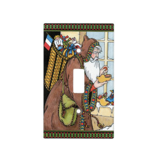 Vintage Christmas, Santa Claus Toys Clogs Shoes Light Switch Cover