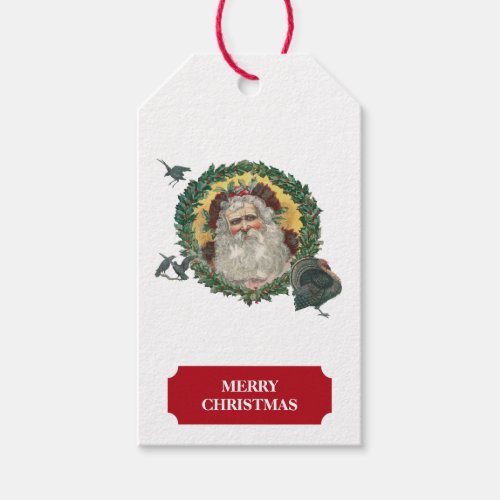 Vintage Christmas Santa Claus  Turkeys Gift Tags