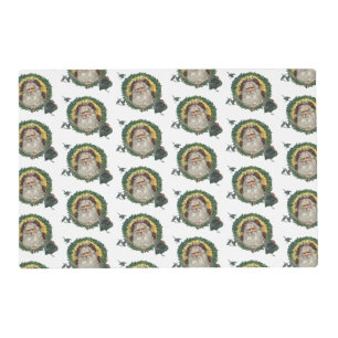 Vintage Christmas Santa Claus Turkeys Placemat