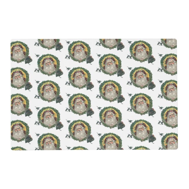 Vintage Christmas Santa Claus Turkeys Placemat (Front)