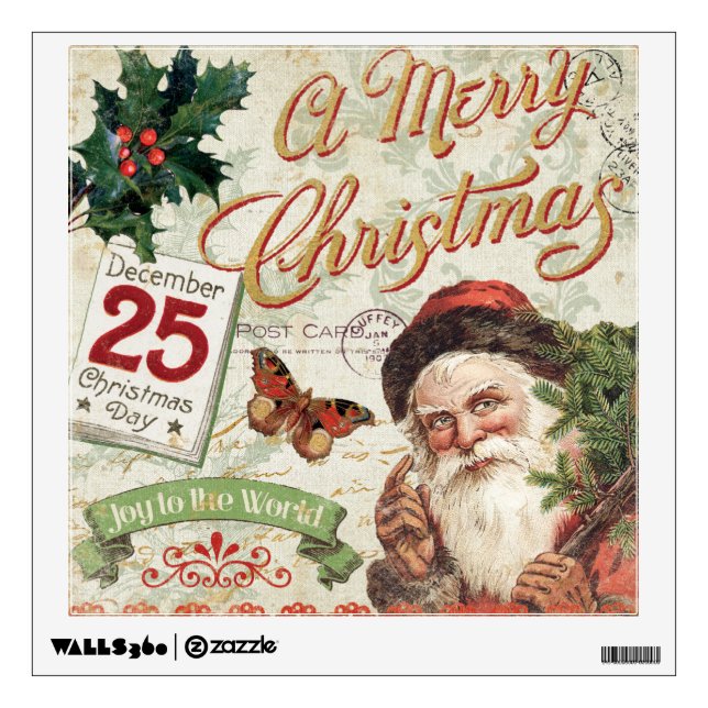 Vintage Christmas Santa Claus Wall Decal (Front)