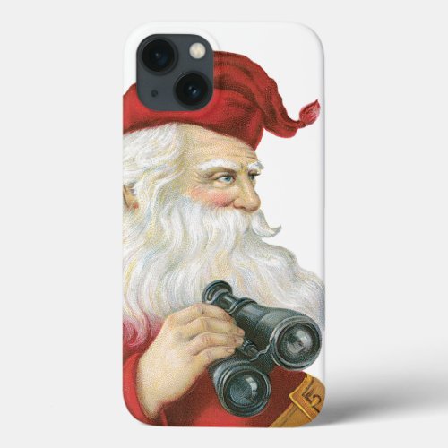 Vintage Christmas Santa Claus with Binoculars iPhone 13 Case