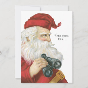 Vintage Christmas, Santa Claus with Binoculars Invitation