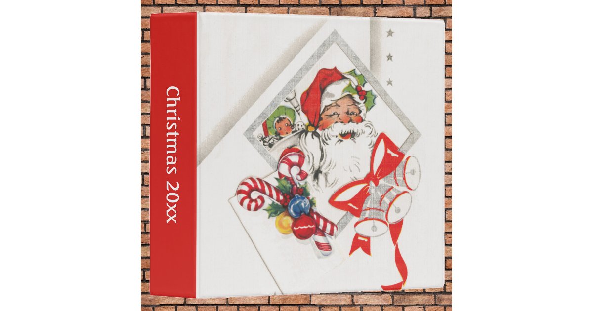 Vintage Christmas, Santa Claus with Candy Canes 3 Ring Binder | Zazzle