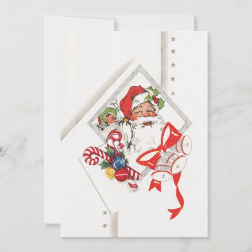 Vintage Christmas Santa Claus with Candy Canes Invitation