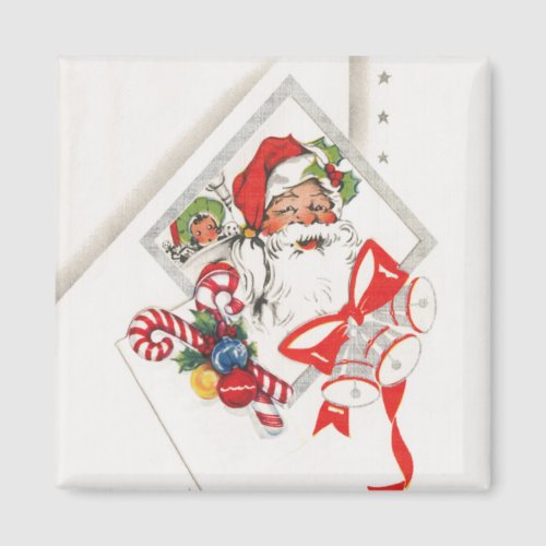 Vintage Christmas Santa Claus with Candy Canes Magnet