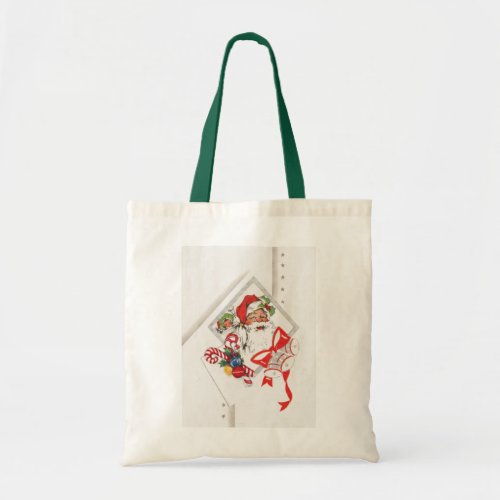 Vintage Christmas Santa Claus with Candy Canes Tote Bag