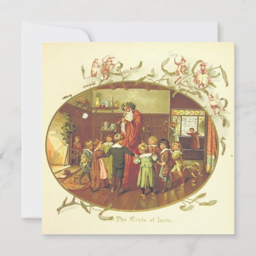 Vintage Christmas Santa Claus with Children Holiday Card