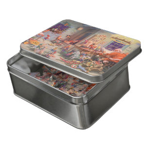 Vintage Christmas, Santa Claus with Elves Workshop Jigsaw Puzzle