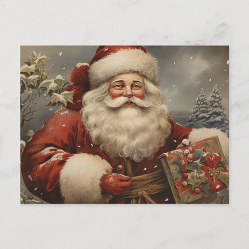 Vintage Christmas Santa Claus with Gifts  Holiday Postcard