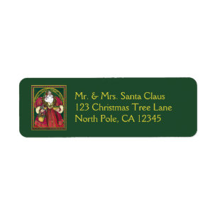 Vintage Christmas, Santa Claus with Holly Leaves Label