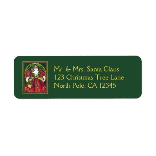 Vintage Christmas Santa Claus with Holly Leaves Label