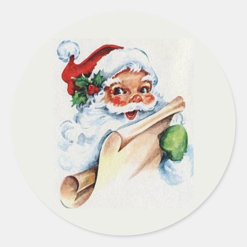 Vintage Christmas Santa Claus With Letter Design Classic Round Sticker