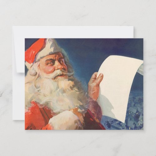Vintage Christmas Santa Claus with List Invitation