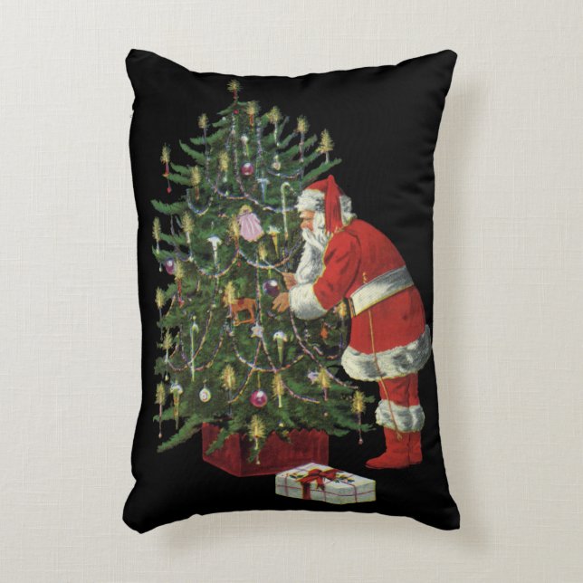 Vintage Christmas, Santa Claus with Presents Accent Pillow (Front(Vertical))