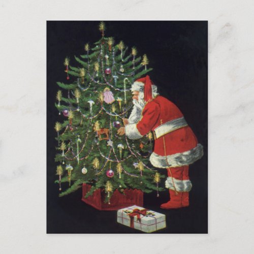 Vintage Christmas Santa Claus with Presents Holiday Postcard