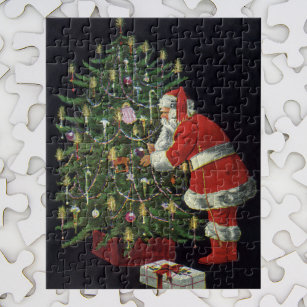 Vintage Christmas, Santa Claus with Presents Jigsaw Puzzle