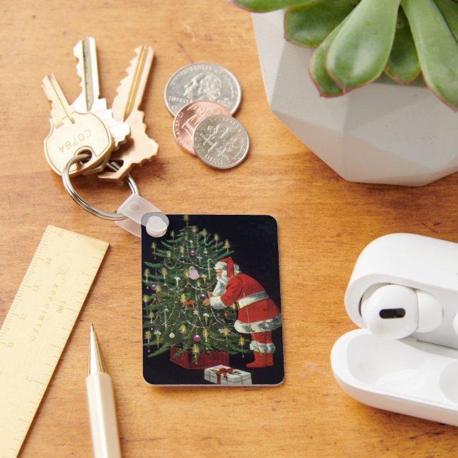 Vintage Christmas, Santa Claus with Presents Keychain (Desk)