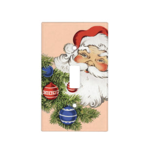 Vintage Christmas Santa Claus with Tree Ornaments Light Switch Cover