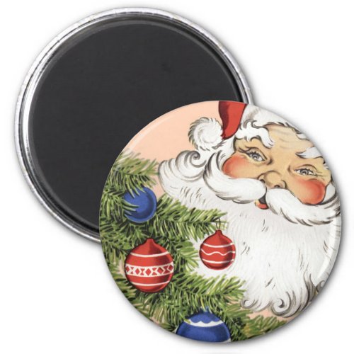 Vintage Christmas Santa Claus with Tree Ornaments Magnet