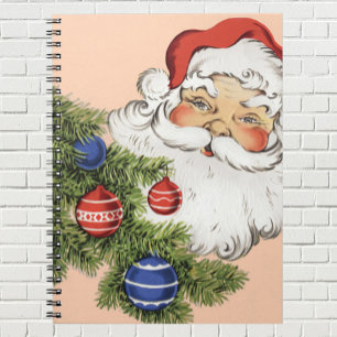 Vintage Christmas Santa Claus with Tree Ornaments Notebook