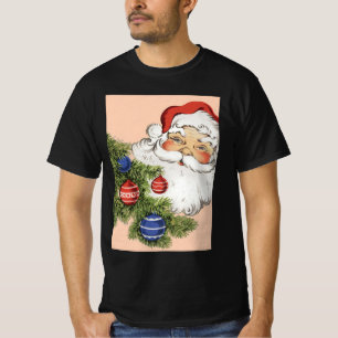 Vintage Christmas Santa Claus with Tree Ornaments T-Shirt