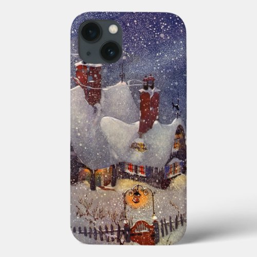 Vintage Christmas Santa Claus Workshop North Pole iPhone 13 Case