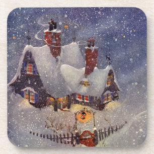 Vintage Christmas, Santa Claus Workshop North Pole Coaster