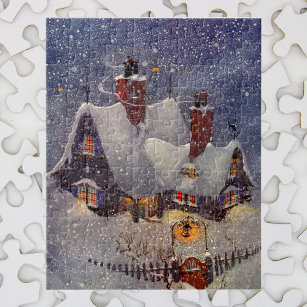 Vintage Christmas, Santa Claus Workshop North Pole Jigsaw Puzzle